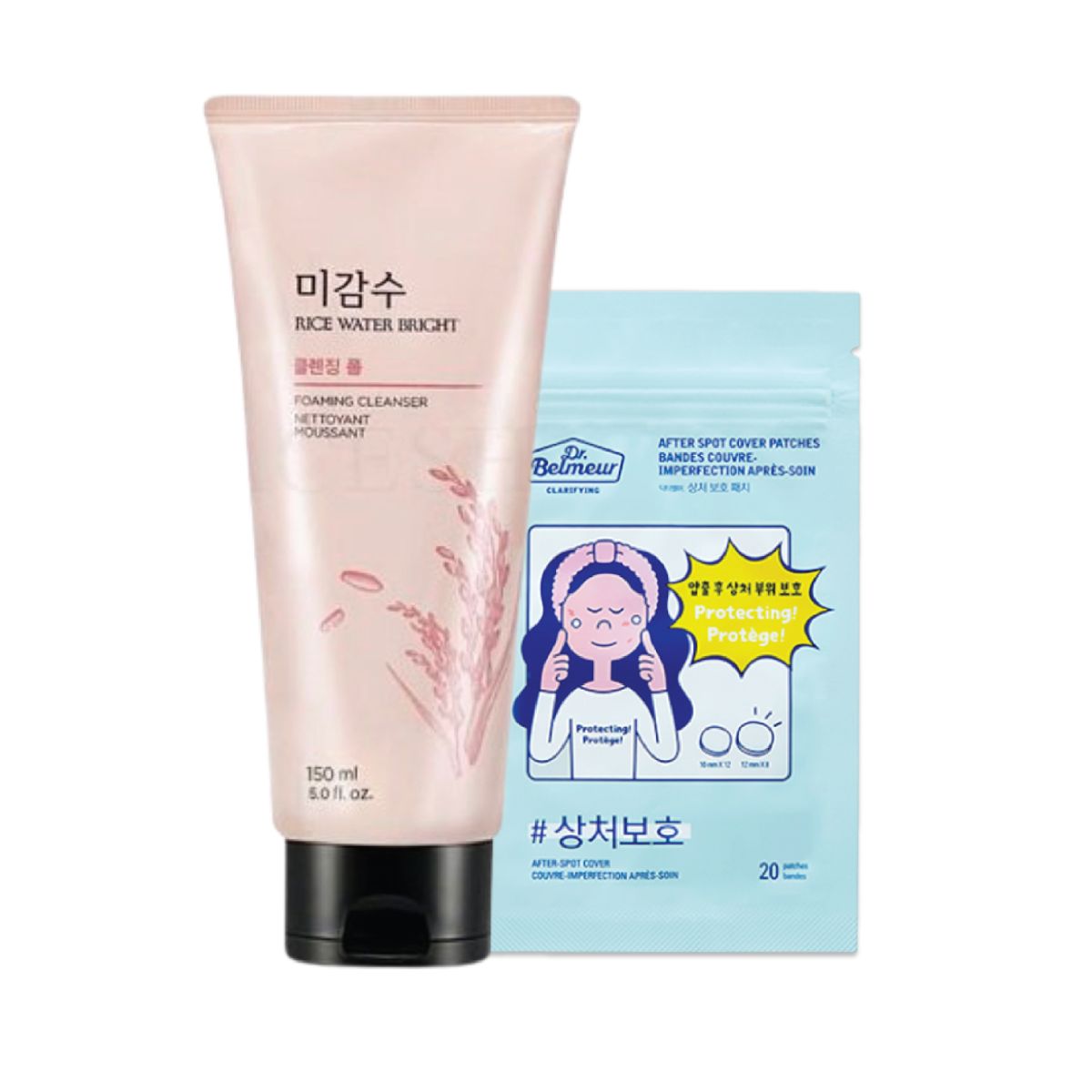 gift-mieng-dan-mun-dr-belmeur-clarifying-arter-spot-cover-patches-sua-rua-mat-lam-sang-da-rice-water-bright-150ml-1