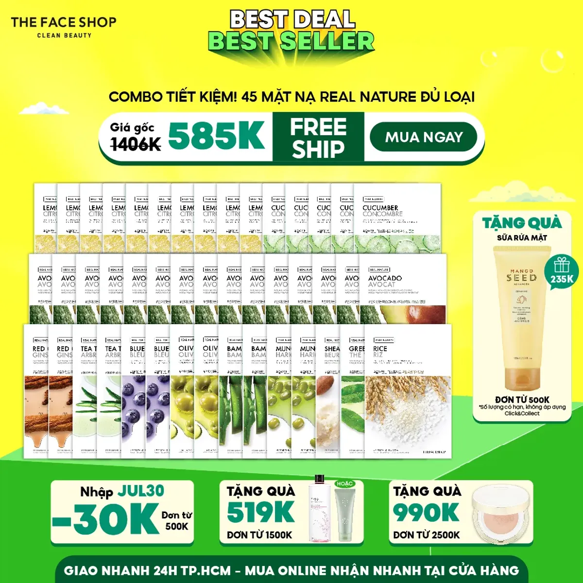 combo-45-mat-na-giay-the-face-shop-tai-tao-da-real-nature-1