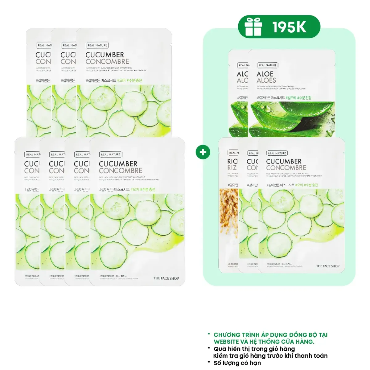 combo-07-mat-na-the-face-shop-cung-cap-nuoc-cucumber-face-mask-20g-gz-1