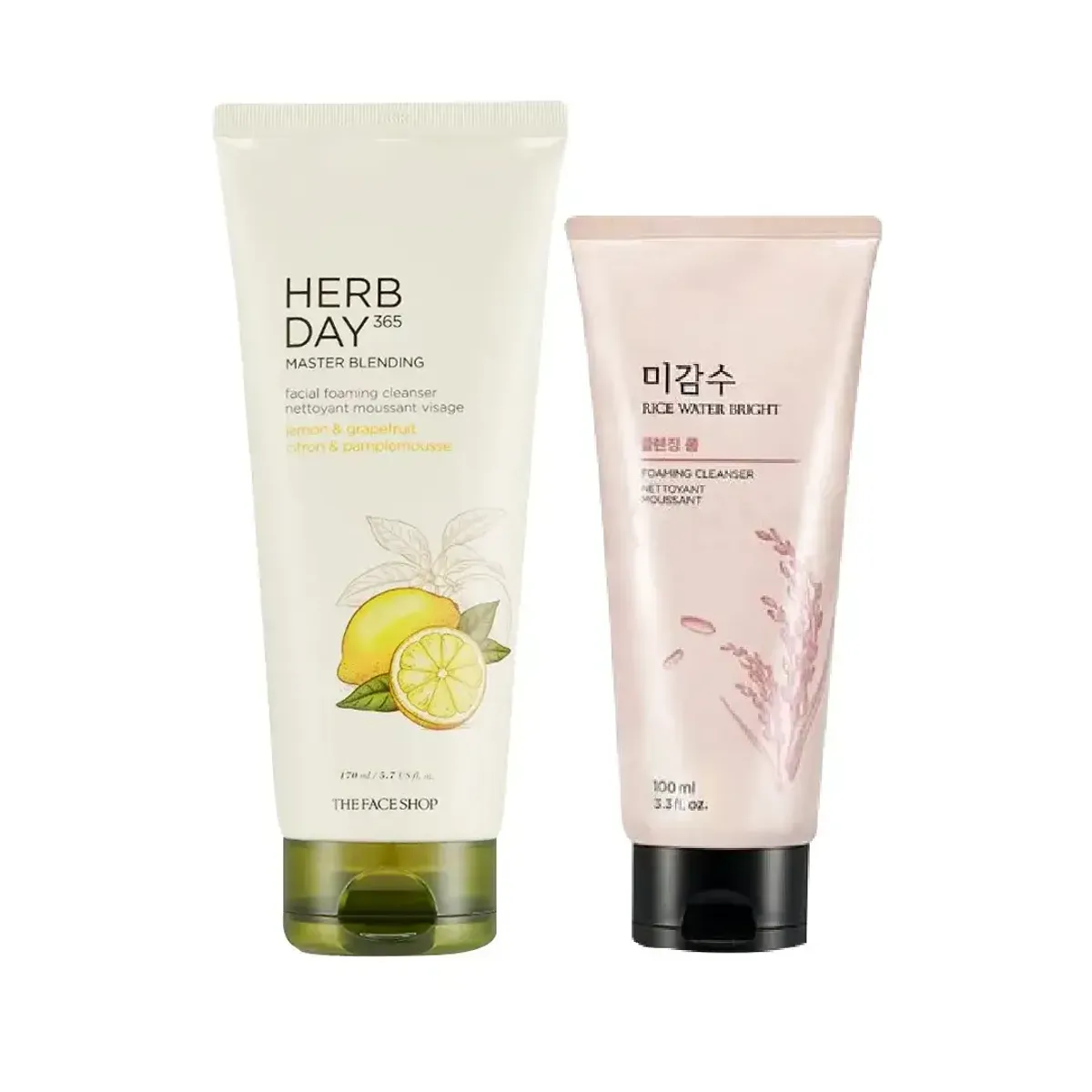 combo-sua-rua-mat-tao-bot-thefaceshop-herb-day-365-master-blending-facial-foaming-cleanser-lemon-grapefruit-170ml-1