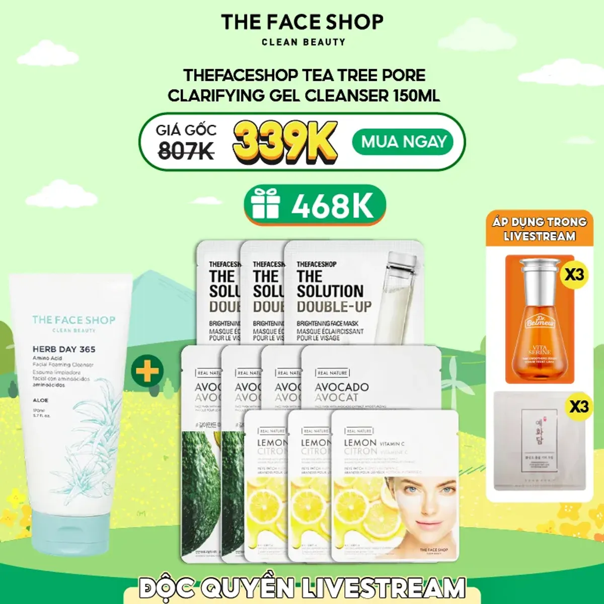 t137combo-sua-rua-mat-the-face-shop-lam-min-da-herb-day-365-amino-acid-facial-foaming-cleanser-aloe-170ml-tang-3-mat-na-brightening-20ml-3-mat-na-mat-giam-quang-tham-chanh-6ml-4-mat-na-bo-cap-am-real-nature-20g-1
