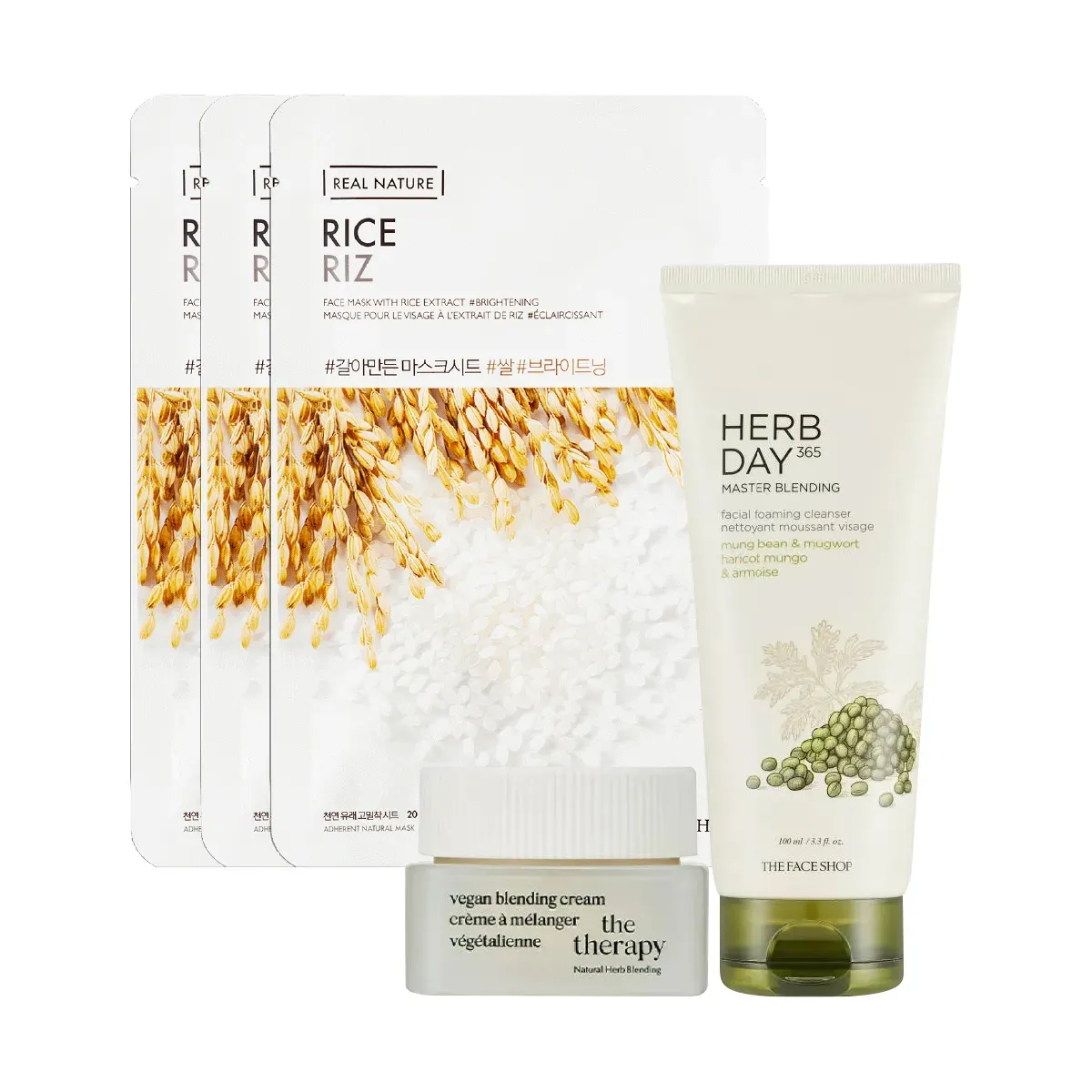 gift-sua-rua-mat-mung-bean-mugwort-100ml-1-kem-duong-the-therapy-10ml-3-mask-gao-20g-1