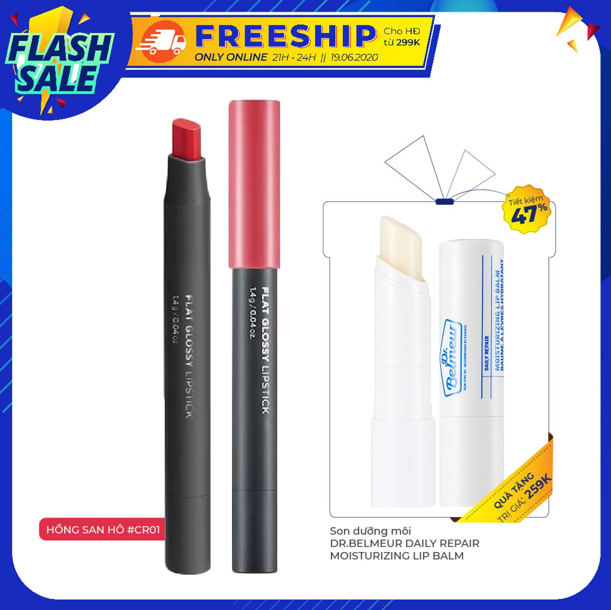 bo-san-pham-trang-diem-flat-glossy-lipstick-cr01-1