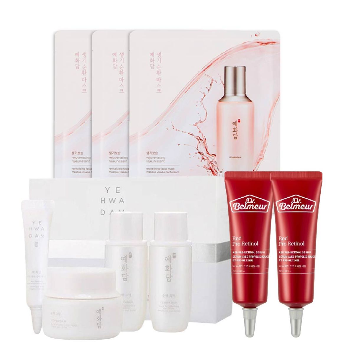 gift-combo-mat-na-duong-da-sang-hong-yehwadam-revitalizing-tinh-chat-cai-thien-nep-nhan-dr-belmeur-pro-retinol-15ml-bo-duong-yehwadam-jeju-magnolia-kit-1