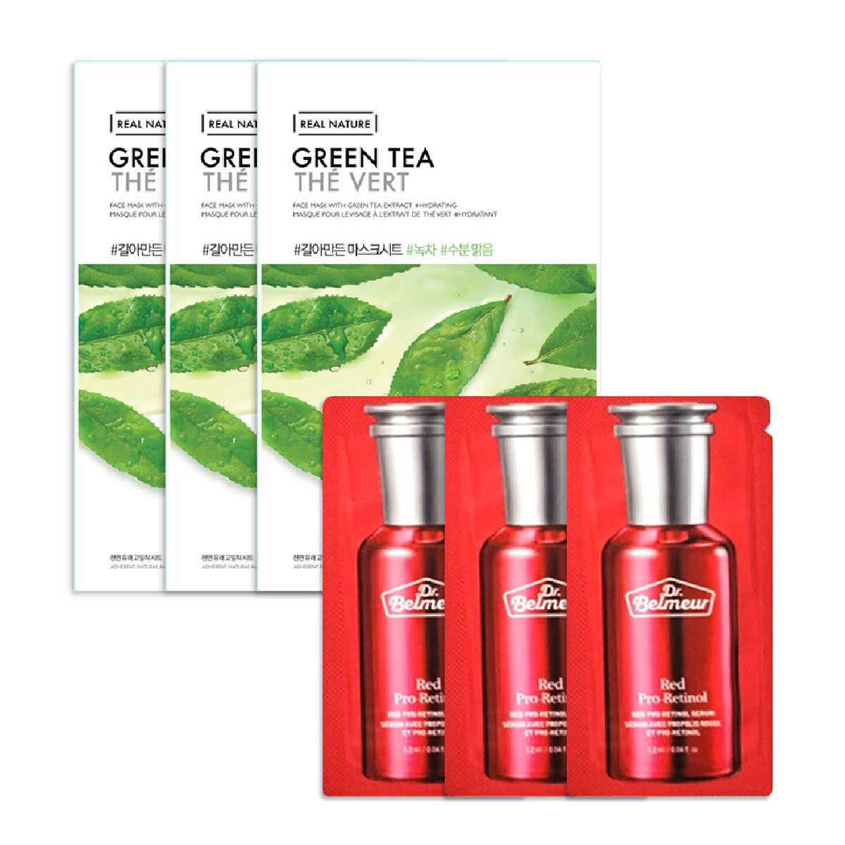 gift-combo-mat-na-duong-cho-da-mun-real-nature-green-tea-tinh-chat-dr-belmeur-red-pro-retinol-7pcs-1
