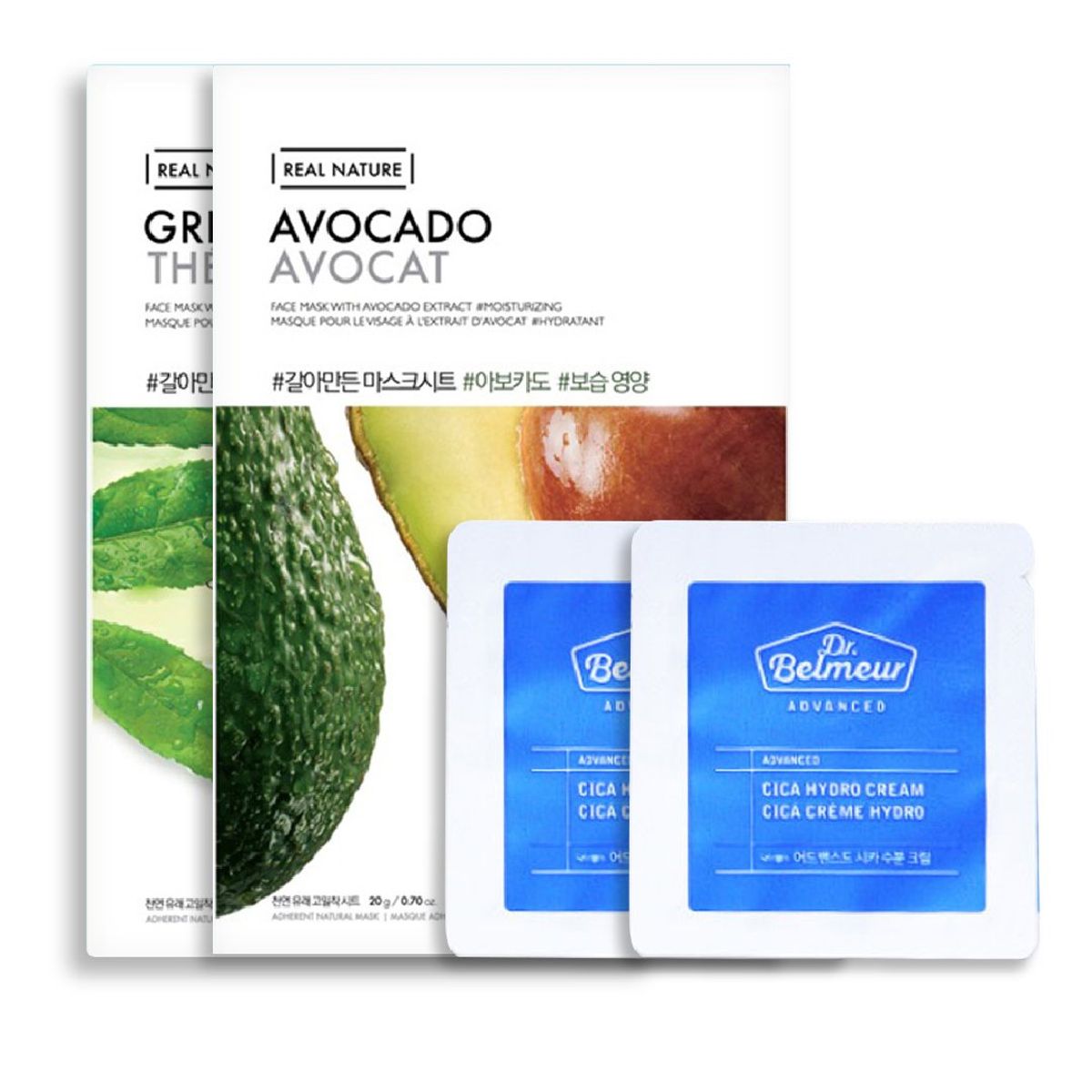 gift-mat-na-thefaceshop-real-nature-1-tra-xanh-1-bo-2-kem-duong-da-dr-belmeur-advanced-cica-hydro-cream-1-2ml-1