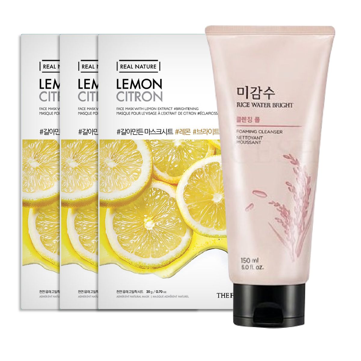 gift-1-sua-rua-mat-lam-sang-da-thefaceshop-rice-water-bright-facial-foaming-cleanser-150ml-3-mat-na-lam-sang-da-thefaceshop-real-nature-lemon-face-mask-20g-1