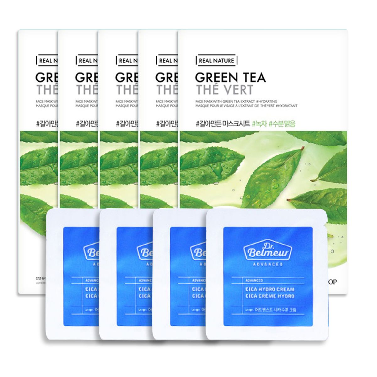 gift-5-sample-mat-na-thanh-loc-da-ngua-mun-tu-tra-xanh-thefaceshop-real-nature-green-tea-4-sample-kem-duong-da-dr-belmeur-advanced-cica-hydro-cream-1-2ml-1