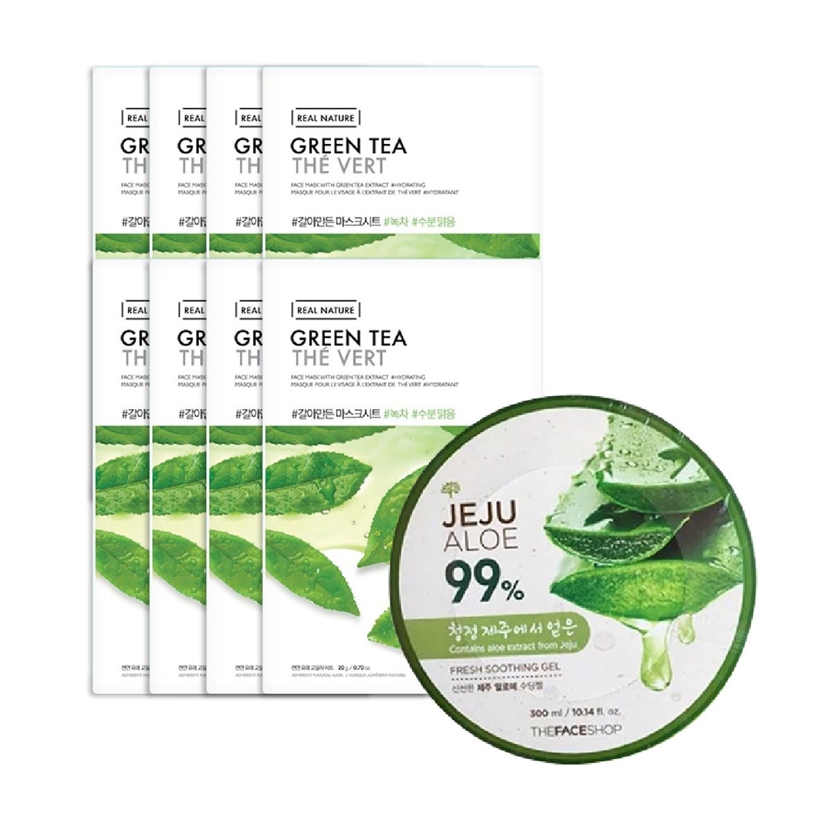 gift-combo-mat-na-giay-thanh-loc-da-real-nature-green-tea-gel-duong-da-da-nang-jeju-aloe-fresh-soothing-gel-300ml-1