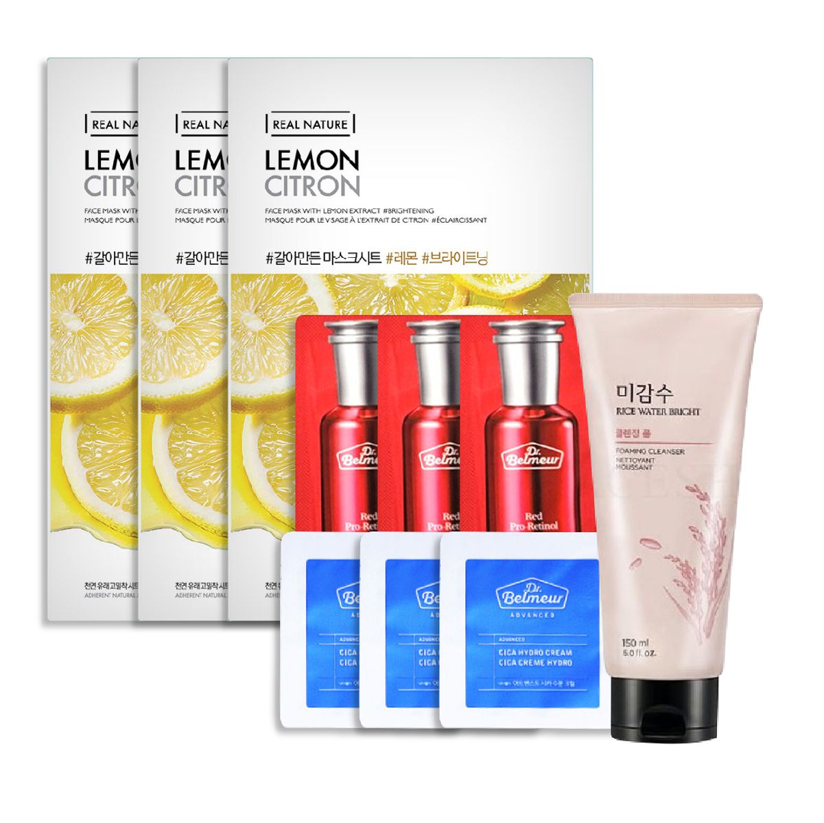 gift-1-gwp-sua-rua-mat-gao-thefaceshop-3-sample-tinh-chat-dr-belmeur-red-pro-retinol-serum-3-sample-kem-duong-dr-belmeur-advanced-cica-3-sample-mat-na-chanh-1