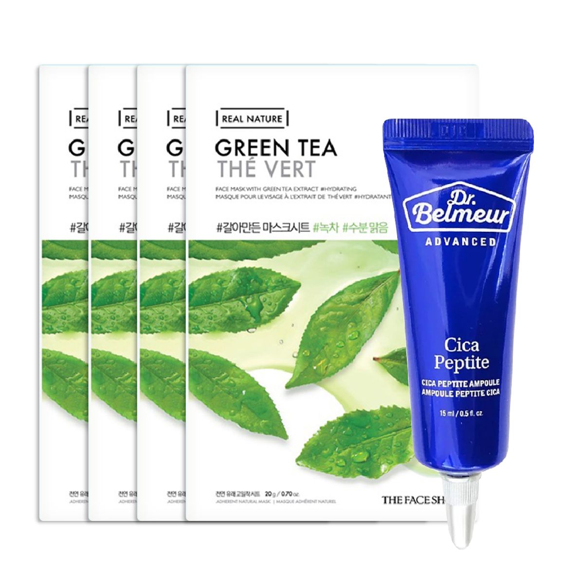 gift-combo-04-mat-na-tra-xanh-green-tea-01-tinh-chat-lam-san-chac-dr-belmeur-cica-peptite-ampoule-15ml-1