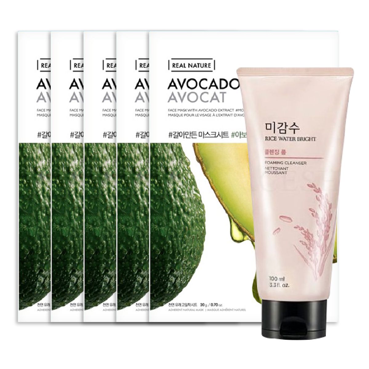gift-combo-sua-rua-mat-lam-sang-da-rice-water-bright-100ml-5-mat-na-giay-cap-am-real-nature-avocado-1