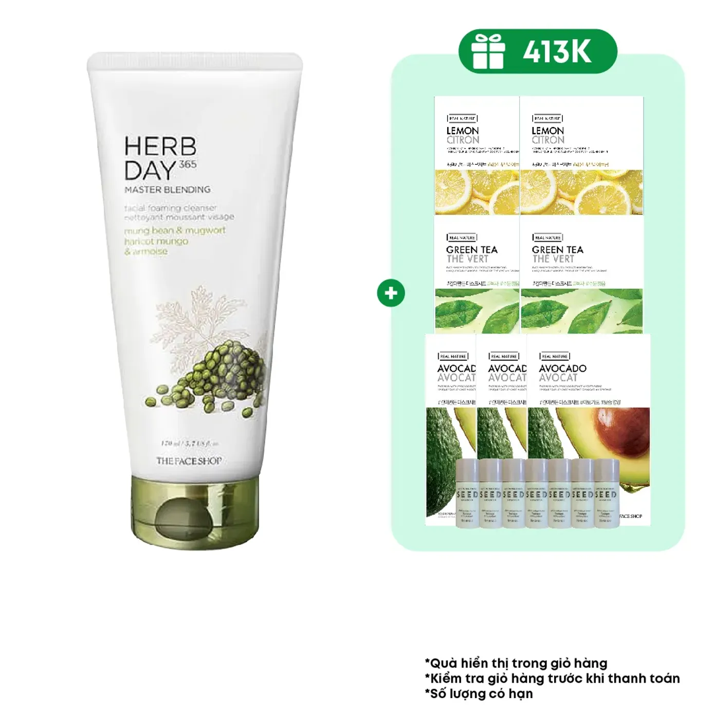 Sữa Rửa Mặt HERB DAY 365 MASTER BLENDING FACIAL FOAMING CLEANSER MUNG