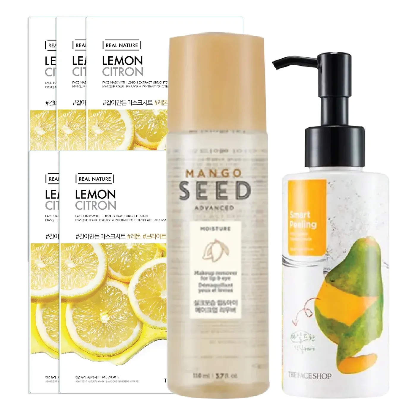 Set Tẩy Trang Mắt Môi 110ml, 1 Mặt Nạ Kỳ 150ml & 5 Mặt Nạ Chanh