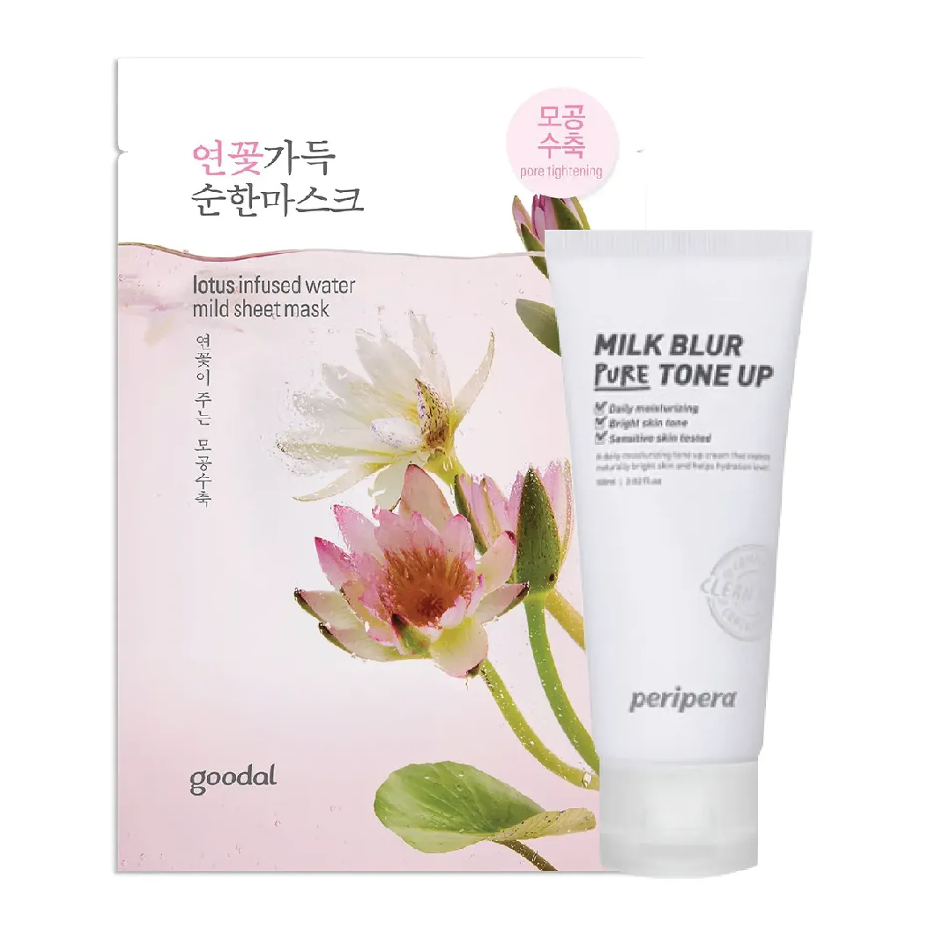 gift-1-kem-lot-nang-tong-da-peripera-milk-blur-tone-up-cream-1-pure-1-mat-na-se-min-lo-chan-long-goodal-lotus-infused-water-mild-sheet-mask-1