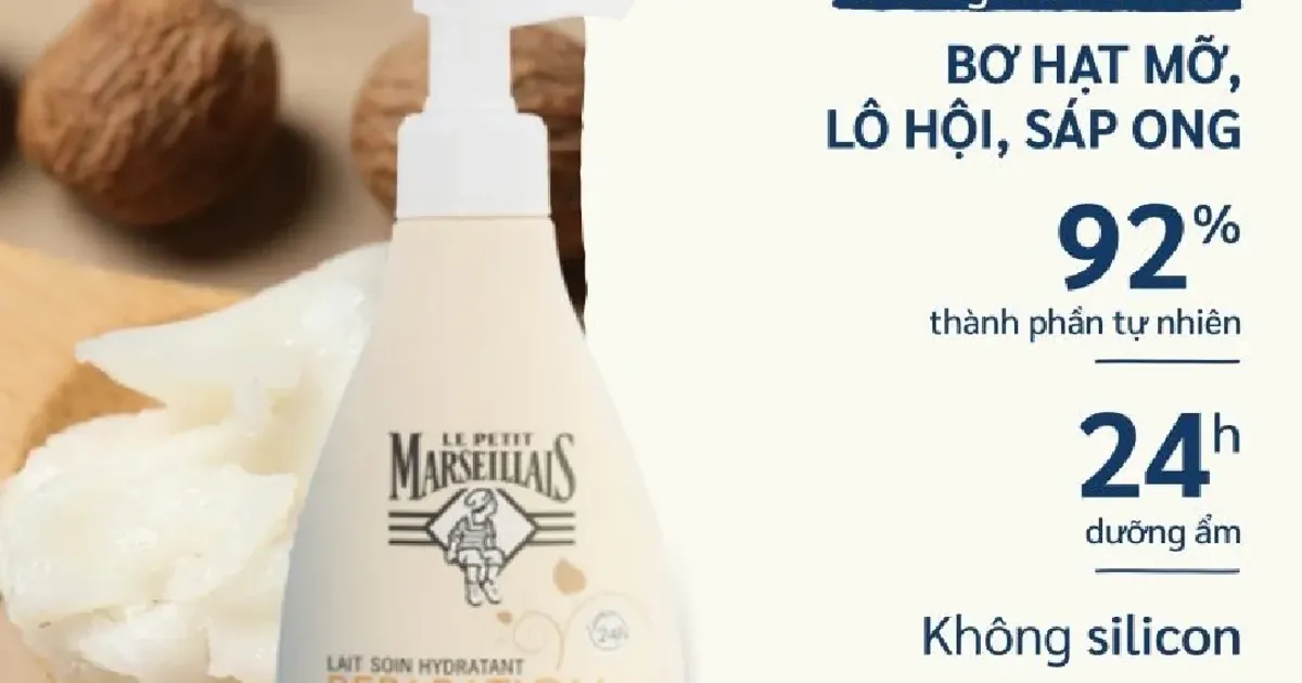 Sữa Dưỡng Ẩm Le Petit Marseillais 24h Moisturizing Lotion Shea Butter Aloe Vera & Beeswax 250ml