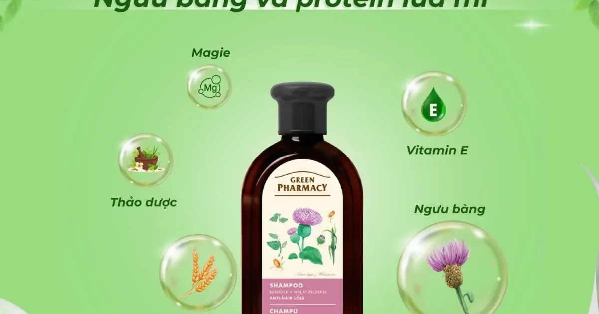 Dầu gội Chống Rụng Tóc Green Pharmacy Cây Ngưu Bàng & Protein Lúa Mì 350ml