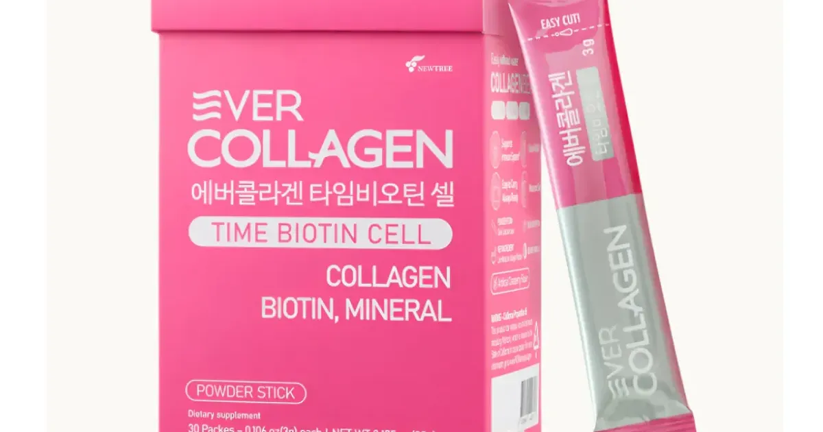 Bột Uống Collagen Biotin Hỗ Trợ Dưỡng Da Và Tóc Ever Collagen Time Biotin Cell (30 Gói - 30 Ngày)