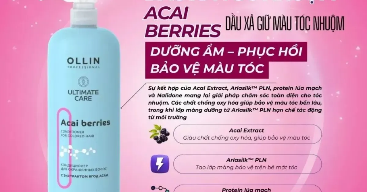 Dầu Xả Giữ Màu Tóc Nhuộm Ollin Ultimate Care Acai Berries Conditioner For Colored 1000ml