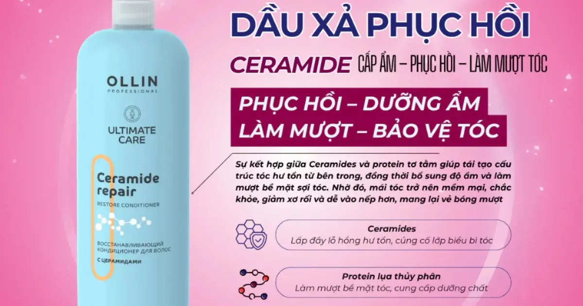 Dầu Xả Phục Hồi Tóc Hư Tổn Ollin Ultimate Care Ceramide Repair Conditioner 1000ml