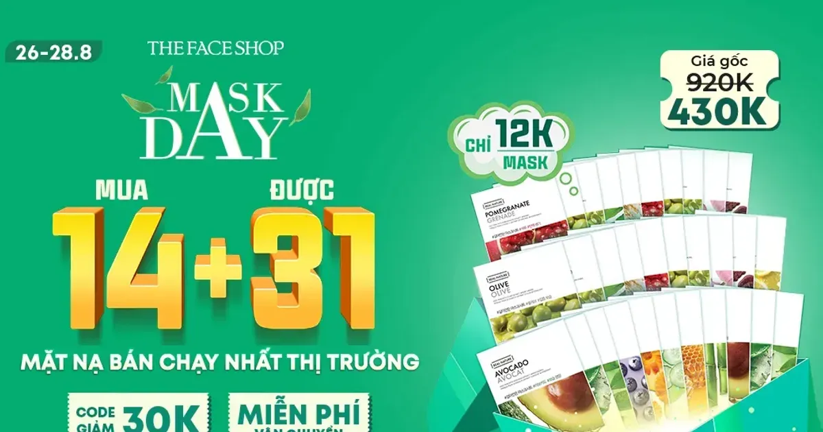 [HOT] MASK DAY ĐÃ QUAY TRỞ LẠI - MẶT NẠ REAL NATURE MUA 14 TẶNG 17 - The Face Shop Chính Hãng