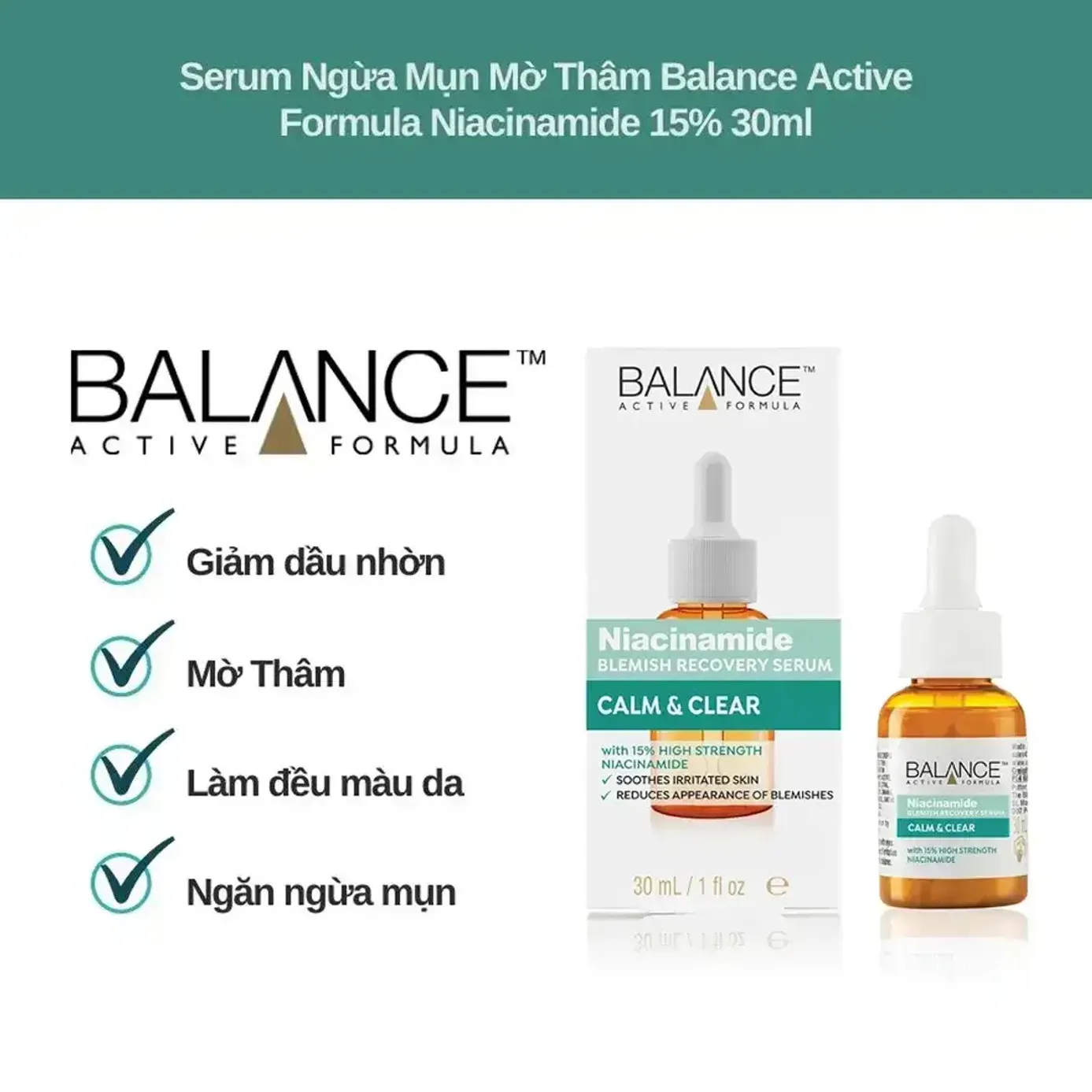 Serum Dưỡng Da Kháng Mụn Balance Active Formula Niacinamide Blemish Recovery 15% Serum 30Ml