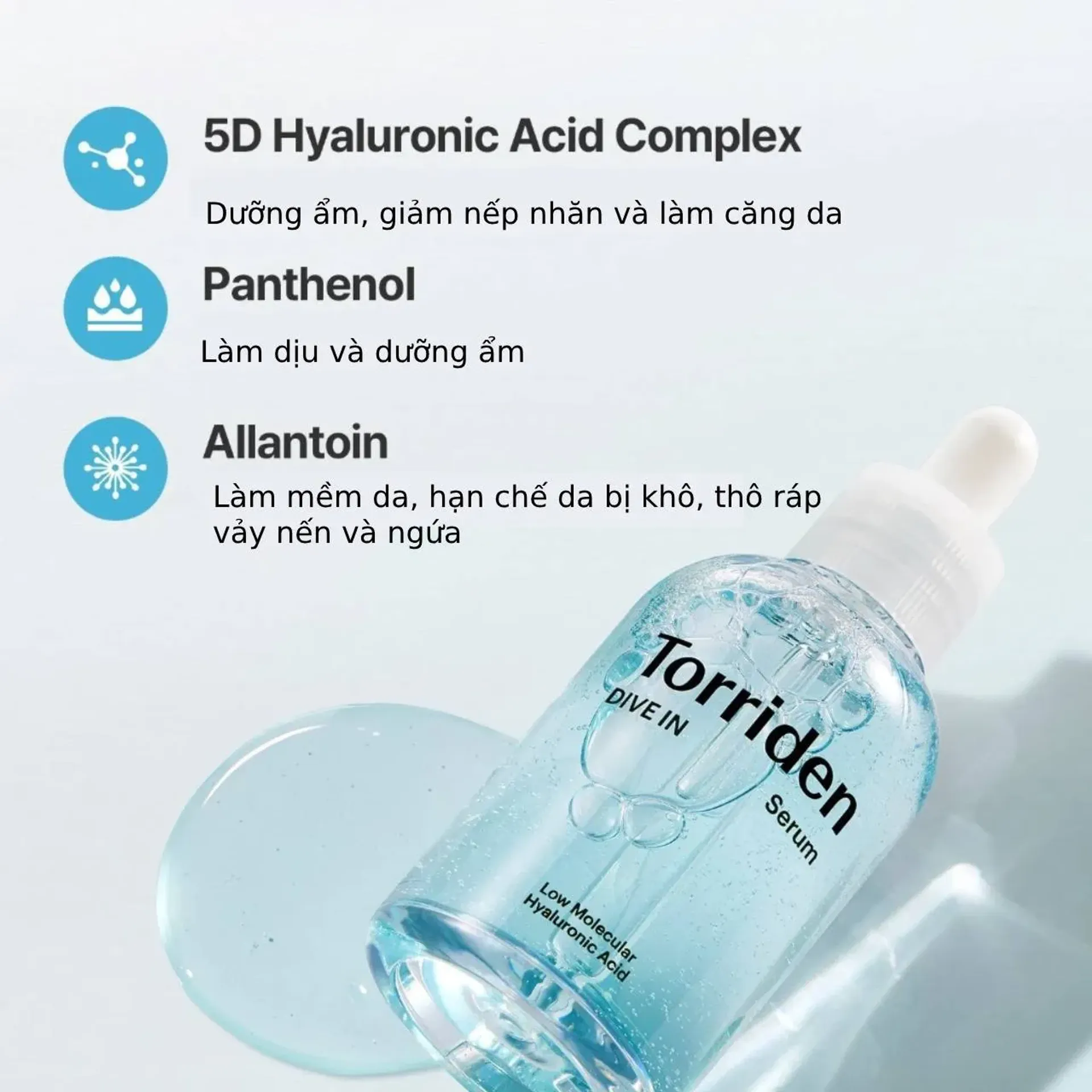 Tinh Chất Cấp ẩm, Phục Hồi Da Torriden DIVE - IN Serum&nbsp;được xem như l&agrave; d&ograve;ng serum ngon &ndash; bổ - rẻ v&igrave; kh&ocirc;ng những l&agrave;m dịu, phục hồi da kh&aacute; tốt m&agrave; c&ograve;n cấp ẩm cực ổn cho da v&agrave; cực k&igrave; ph&ugrave; hợp mọi loại da đặc biệt l&agrave; những l&agrave;n da dầu dễ bị b&iacute;t tắc lỗ ch&acirc;n l&ocirc;ng.
