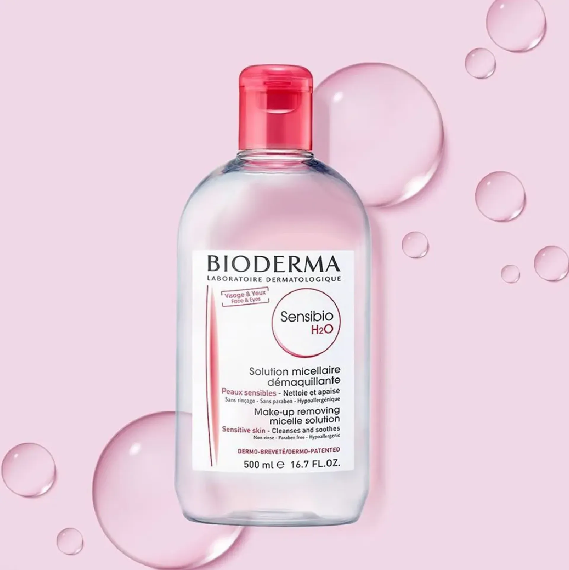 Nước tẩy trang Bioderma Sensibio H2O Hồng Cho Da Nhạy Cảm 500, Nước Tẩy Trang Dịu Nhẹ
