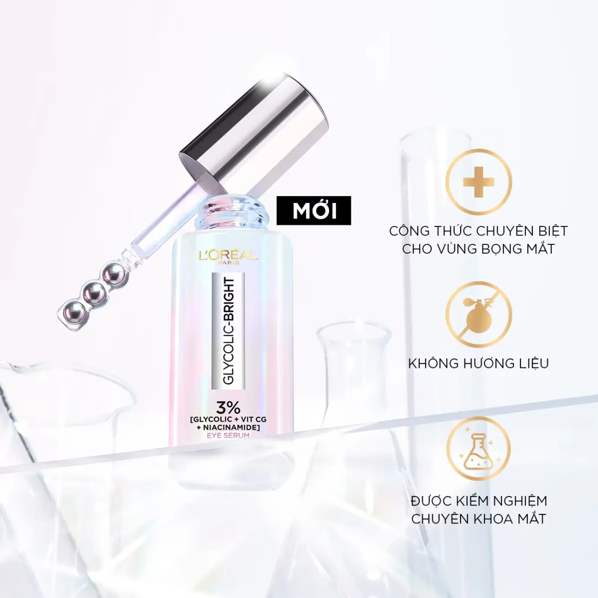 Tinh Chất Vùng Mắt L'Oréal Paris Dưỡng Sáng Da Mờ Thâm Glycolic Bright Dark Circle Eye Serum 20ml