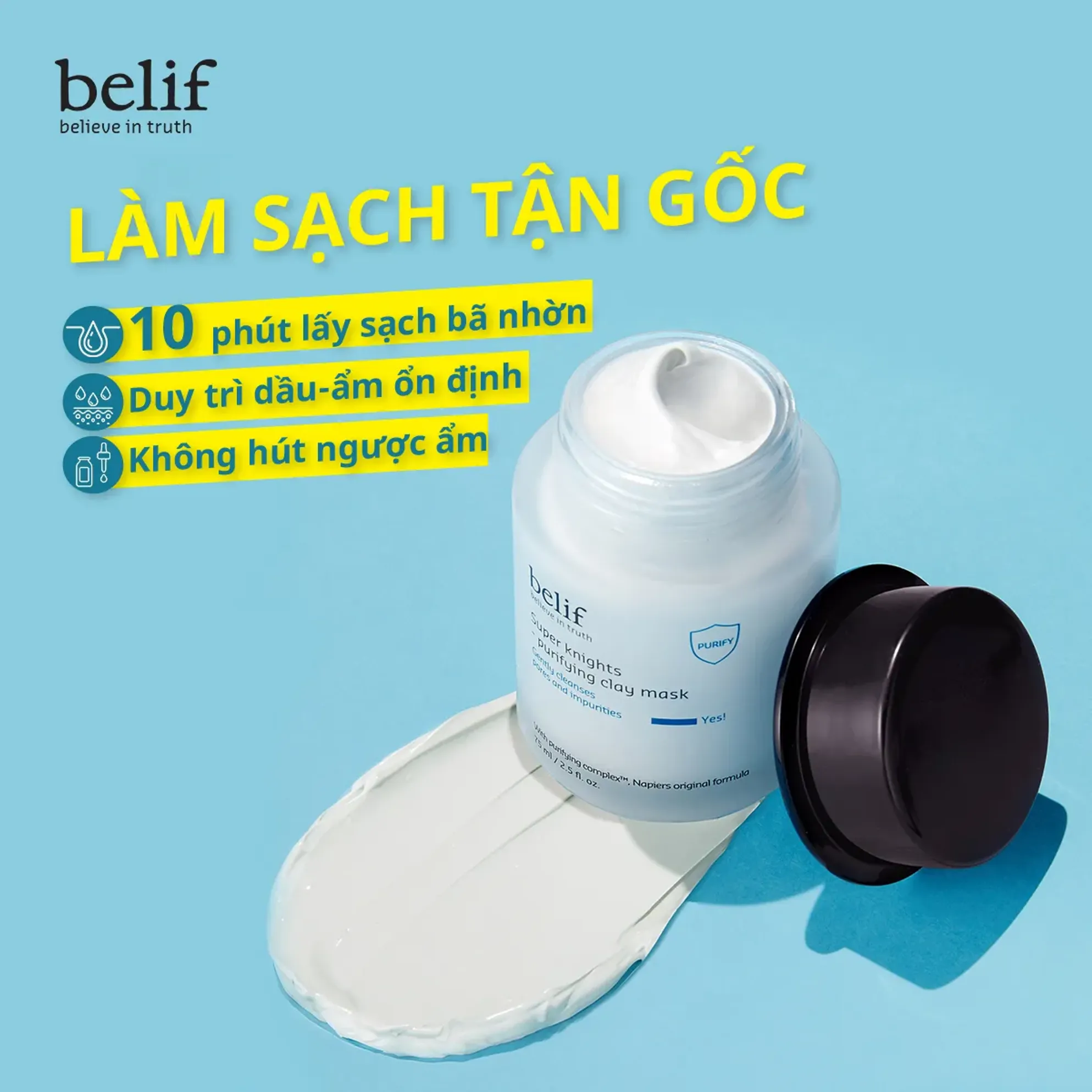 Mặt Nạ Đất Sét BELIF Thanh Lọc Da Và Làm Sạch Lỗ Chân Lông Super Knights Purifying Clay Mask 75ml