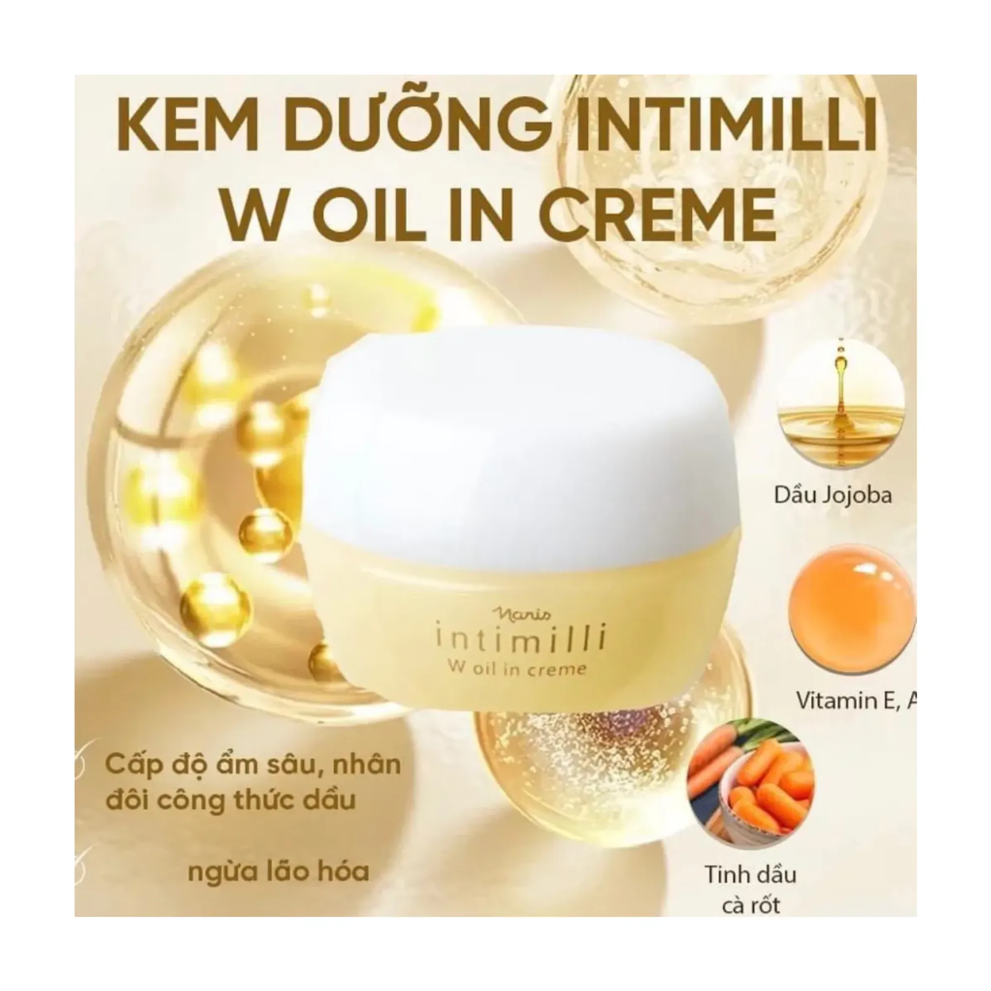 フェイスクリーム Naris intimilli W oil in creme 30g Kem Dưỡng Naris Làm Sáng Da Intimilli W Oil In Crème 30g
