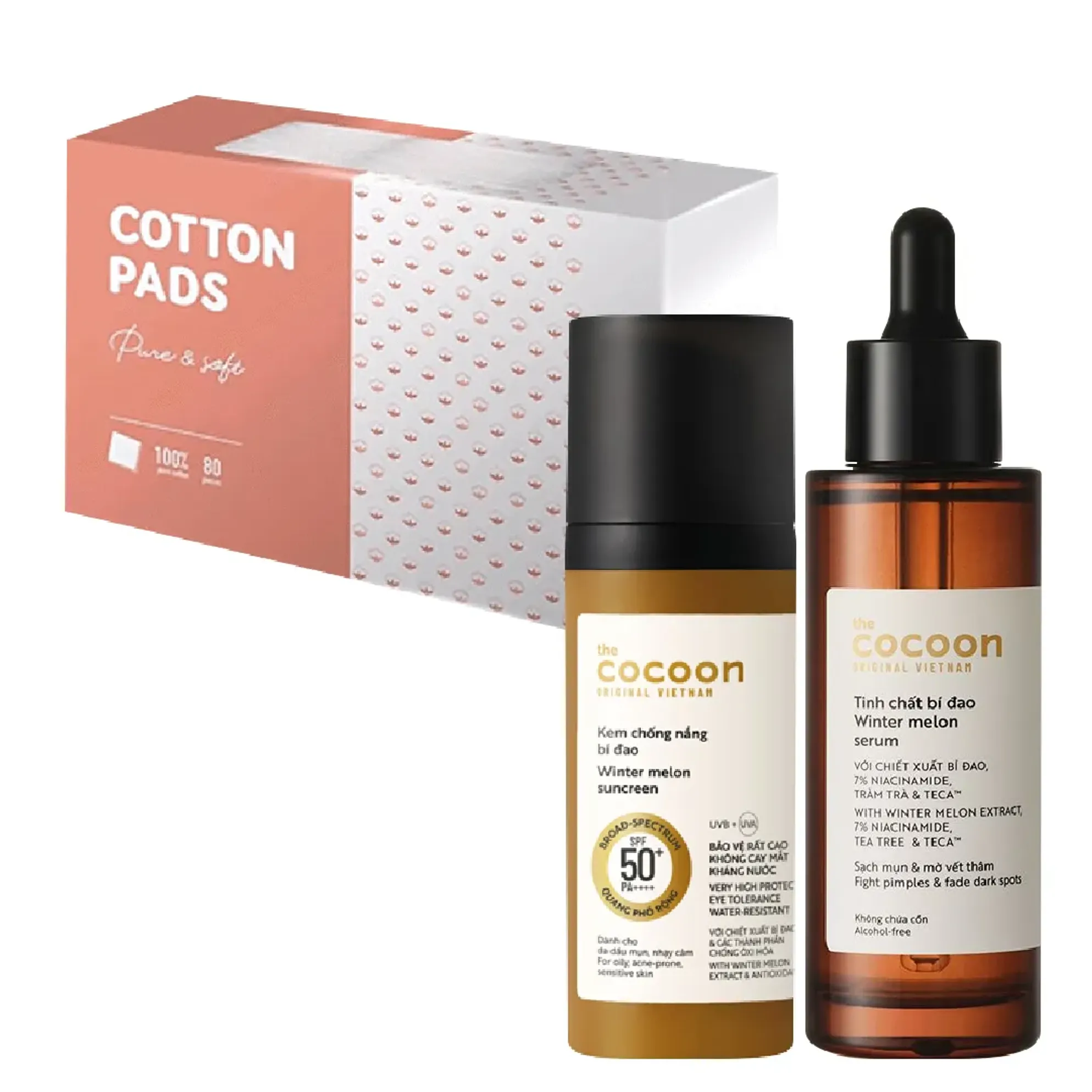 Combo Kem Chống Nắng, Tinh Chất Cocoon & Bông Cotton