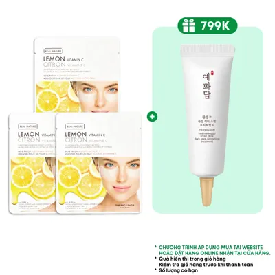 combo-3-mat-na-mat-the-face-shop-duong-sang-da-real-nature-lemon-6ml-tinh-chat-snow-glow-dark-15ml-1
