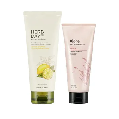 combo-sua-rua-mat-tao-bot-thefaceshop-herb-day-365-master-blending-facial-foaming-cleanser-lemon-grapefruit-170ml-1