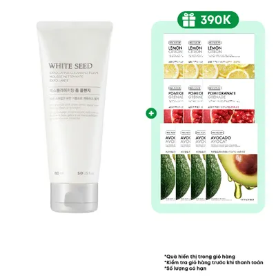 combo-sua-rua-mat-white-seed-exfoliating-150ml-10-mat-na-giay-real-nature-20g-mix-nhieu-loai-1
