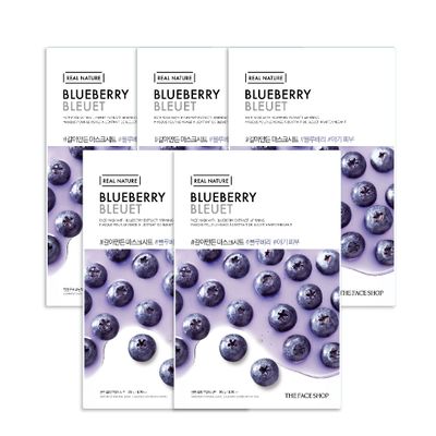 combo-5-mat-na-giay-cai-thien-do-dan-hoi-thefaceshop-real-nature-blueberry-1