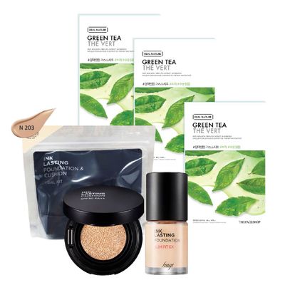 gift-combo-kem-nen-trang-diem-ink-lasting-foundation-n203-mat-na-giay-thanh-loc-da-real-nature-green-tea-1