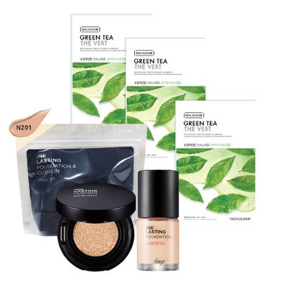 gift-combo-kem-nen-trang-diem-ink-lasting-foundation-n201-mat-na-giay-thanh-loc-da-real-nature-green-tea-1