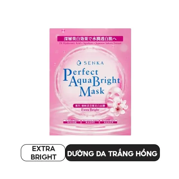 Mặt Nạ Giấy Senka Cấp Ẩm Dưỡng Sáng Da Perfect Aqua Mask – Extra Bright 21g (HSD dưới 9 tháng)