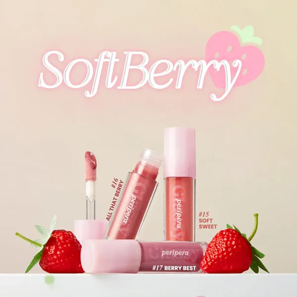 (Mới Soft Berry) Son Tint Peripera Bóng Nhẹ Ink Glasting Lip Gloss 4.5ml
