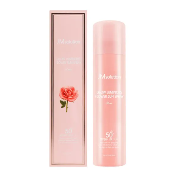 Xịt Chống Nắng Dưỡng Ẩm Da Jmsolution Glow Luminous Flower Sun Spray Rose 180ml