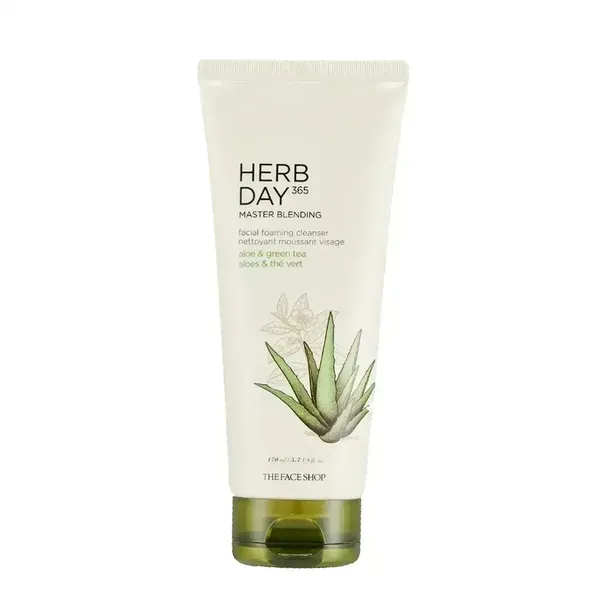 Sữa Rửa Mặt Tạo Bọt THE FACE SHOP Herb Day 365 Master Blending Facial Foaming Cleanser Aloe & Green Tea 170Ml