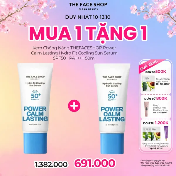 Kem Chống Nắng THEFACESHOP Power Calm Lasting Hydro Fit Cooling Sun Serum 50ml