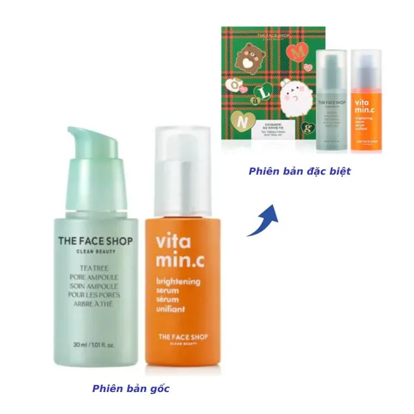 [Phiên bản giới hạnxMolang] Bộ Dưỡng THE FACE SHOP Làm Đều Màu Da Tea Tree & Vitamin Duo Trial Kit 2pcs