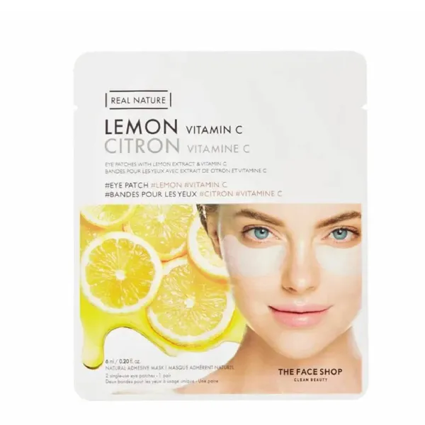 Mặt Nạ Mắt THE FACE SHOP Dưỡng Sáng Da Real Nature Lemon Vitamin C Eye Patches 6ml