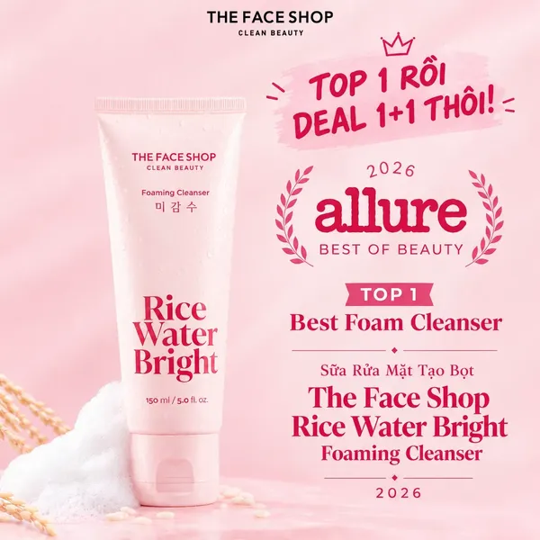 [300ml] Sữa Rửa Mặt Làm Sạch Da THE FACE SHOP Rice Water Bright Cleansing Foam 300ml