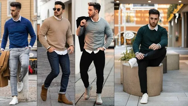 Sở hữu vẻ bề ngoài lịch sự khi phối hợp áo sweater và áo sơ mi